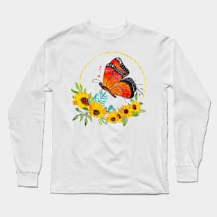 Monarch butterfly and sunflowers Long Sleeve T-Shirt